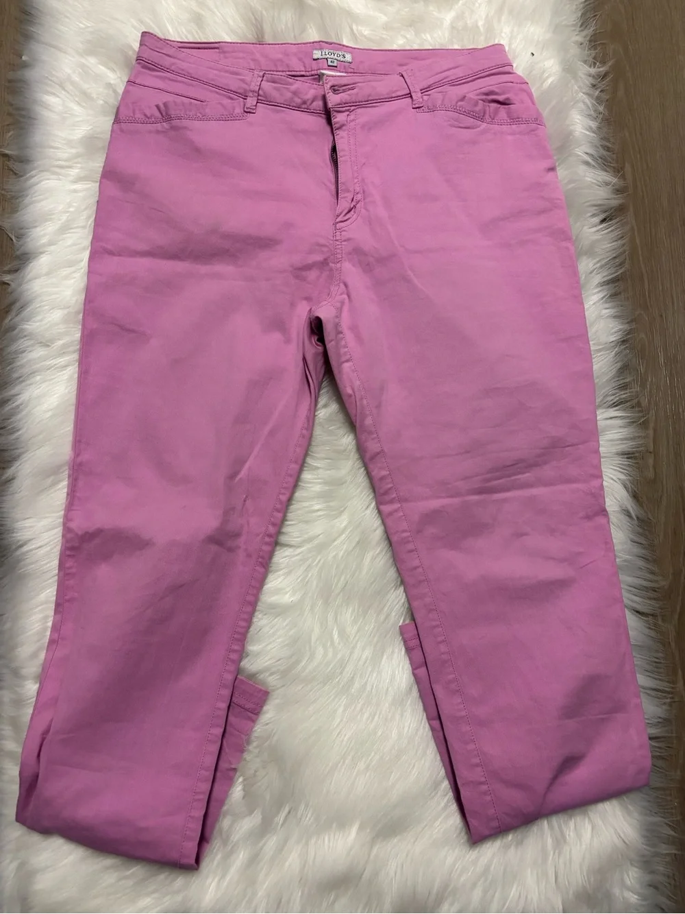 LLOYD'S Women's Purple Chino Slim‎ Skinny Pants Cotton Twill Zip Button Pockets